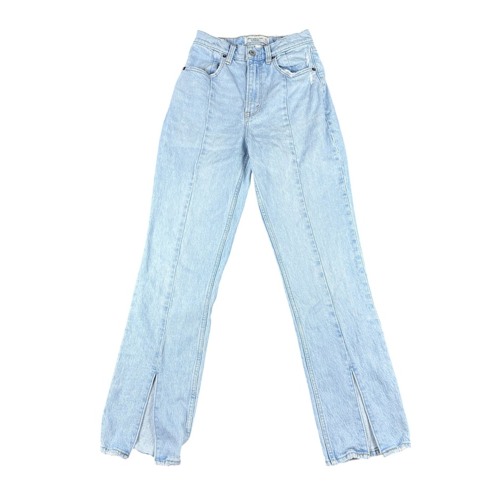 Abercrombie & Fitch Curve Love 90s Straight Ultra High Rise LightWash Jean 25 0s